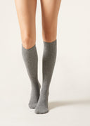 Chaussettes hautes côtelées en laine
