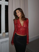 Valentina - Top en Dentelle - Rouge
