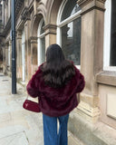 Manteau en fausse fourrure - Bordeaux