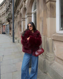 Manteau en fausse fourrure - Bordeaux