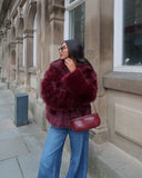 Manteau en fausse fourrure - Bordeaux