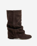 Emilia - Bottes en suède tombantes - Chocolat noir