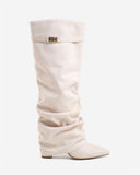 Lavista - Bottes slouchy en daim mi-cuisses - Crème