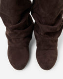 Emilia - Bottes en suède tombantes - Chocolat noir