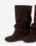 Emilia - Bottes en suède tombantes - Chocolat noir