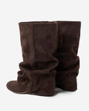 Emilia - Bottes en suède tombantes - Chocolat noir