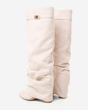 Lavista - Bottes slouchy en daim mi-cuisses - Crème