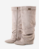 Lavista - Bottes slouchy en daim mi-cuisses - Taupe