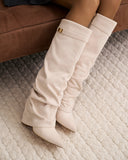 Lavista - Bottes slouchy en daim mi-cuisses - Crème