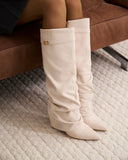 Lavista - Bottes slouchy en daim mi-cuisses - Crème