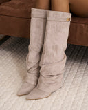 Lavista - Bottes slouchy en daim mi-cuisses - Taupe