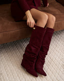 Lavista - Bottes slouchy en daim mi-cuisses - Bordeaux