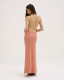 Renee - Robe longue en satin - Corail