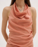 Renee - Robe longue en satin - Corail