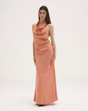 Renee - Robe longue en satin - Corail