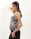 Lola - Top brodé de perles et paillettes - Argenté