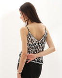 Lola - Top brodé de perles et paillettes - Argenté