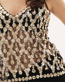 Lola - Top brodé de perles et paillettes - Doré