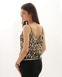 Lola - Top brodé de perles et paillettes - Doré