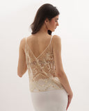 Luna - Top brodé de perles et paillettes - Doré