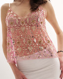 Cristina - Haut orné de perles - Rose
