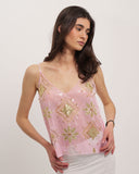 Venecia - Top Brodé - Rose Poudré