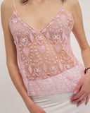 Cristina - Haut orné de perles - Rose pâle