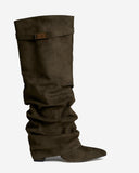 Lavista - Bottes slouchy en daim mi-cuisses - Vert olive