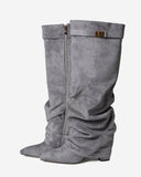 Lavista - Bottes slouchy en daim mi-cuisses - Gris