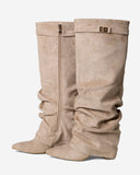 Lavista - Bottes slouchy en daim mi-cuisses - Beige