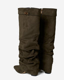 Lavista - Bottes slouchy en daim mi-cuisses - Vert olive
