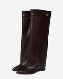 Lavista - Bottes en cuir mi-cuisses - Marron foncé
