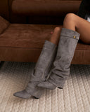 Lavista - Bottes slouchy en daim mi-cuisses - Gris
