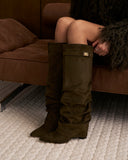 Lavista - Bottes slouchy en daim mi-cuisses - Vert olive