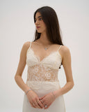 Iselle - Robe longue en dentelle - Blanc
