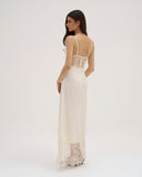 Iselle - Robe longue en dentelle - Blanc