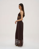 Iselle - Robe longue en dentelle - Chocolat
