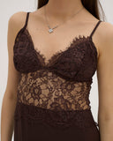 Iselle - Robe longue en dentelle - Chocolat