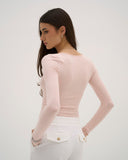 Calina - Haut long en dentelle - Rose pâle