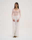 Calina - Haut long en dentelle - Rose pâle
