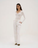 Calina - Haut long en dentelle - Blanc