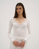 Calina - Haut long en dentelle - Blanc
