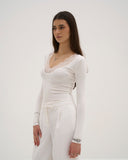 Calina - Haut long en dentelle - Blanc