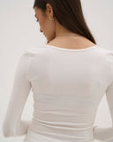 Calina - Haut long en dentelle - Blanc