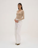 Calina - Haut long en dentelle - Beige
