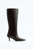 Mona - Bottes hautes en cuir - Marron foncé