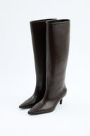 Mona - Bottes hautes en cuir - Marron foncé