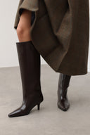 Mona - Bottes hautes en cuir - Marron foncé