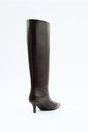 Mona - Bottes hautes en cuir - Marron foncé