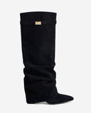 Lavista - Bottes slouchy en daim mi-cuisses - Noir